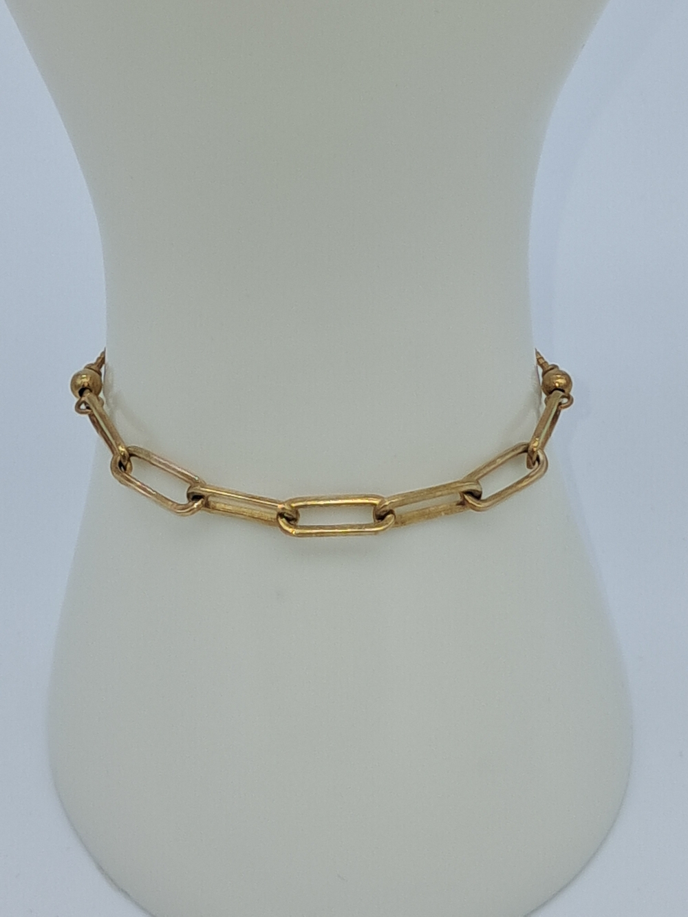 Gold-Tone S925 Adjustable Box & Paperclip Chain Bracelet - Picture 5 of 8